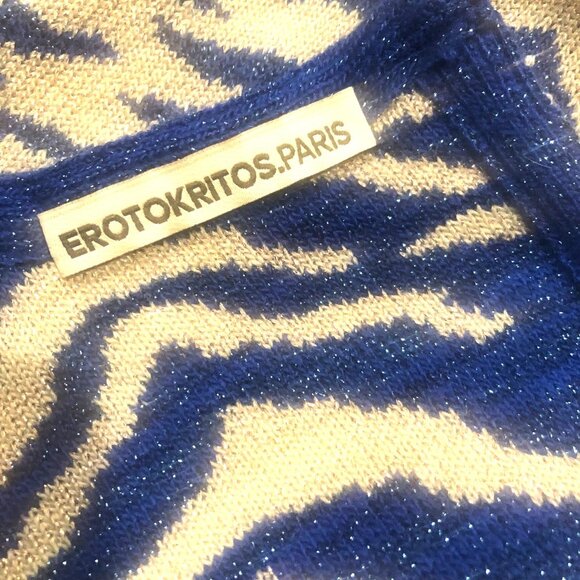 EROTOKRITOS-PARIS Abstract Zebra Jacquard Gradient Short Sleeve Top Sz M - Picture 6 of 6